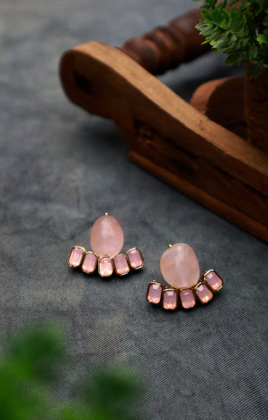 Rose Quartz and Crystal Studs