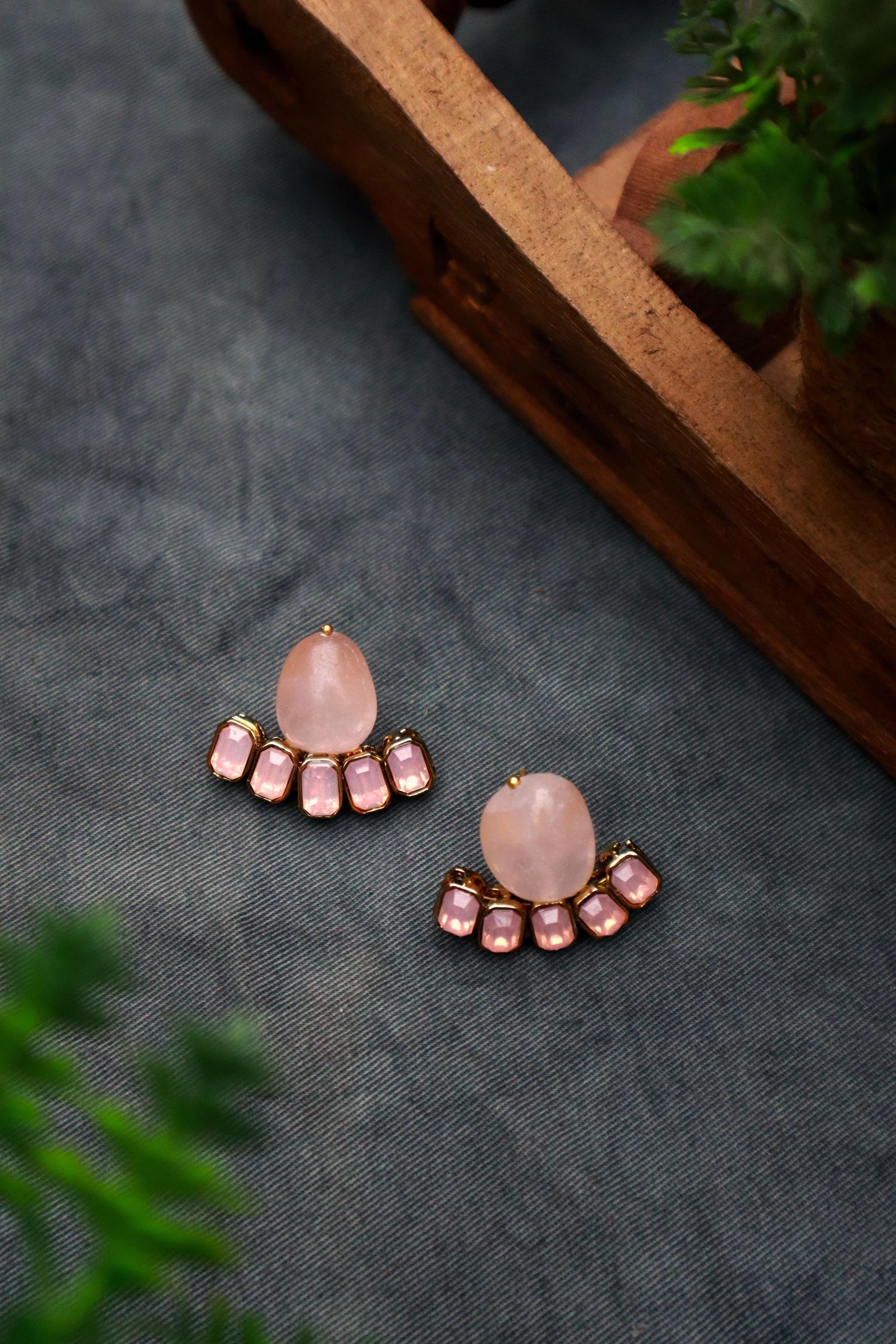 Rose Quartz and Crystal Studs