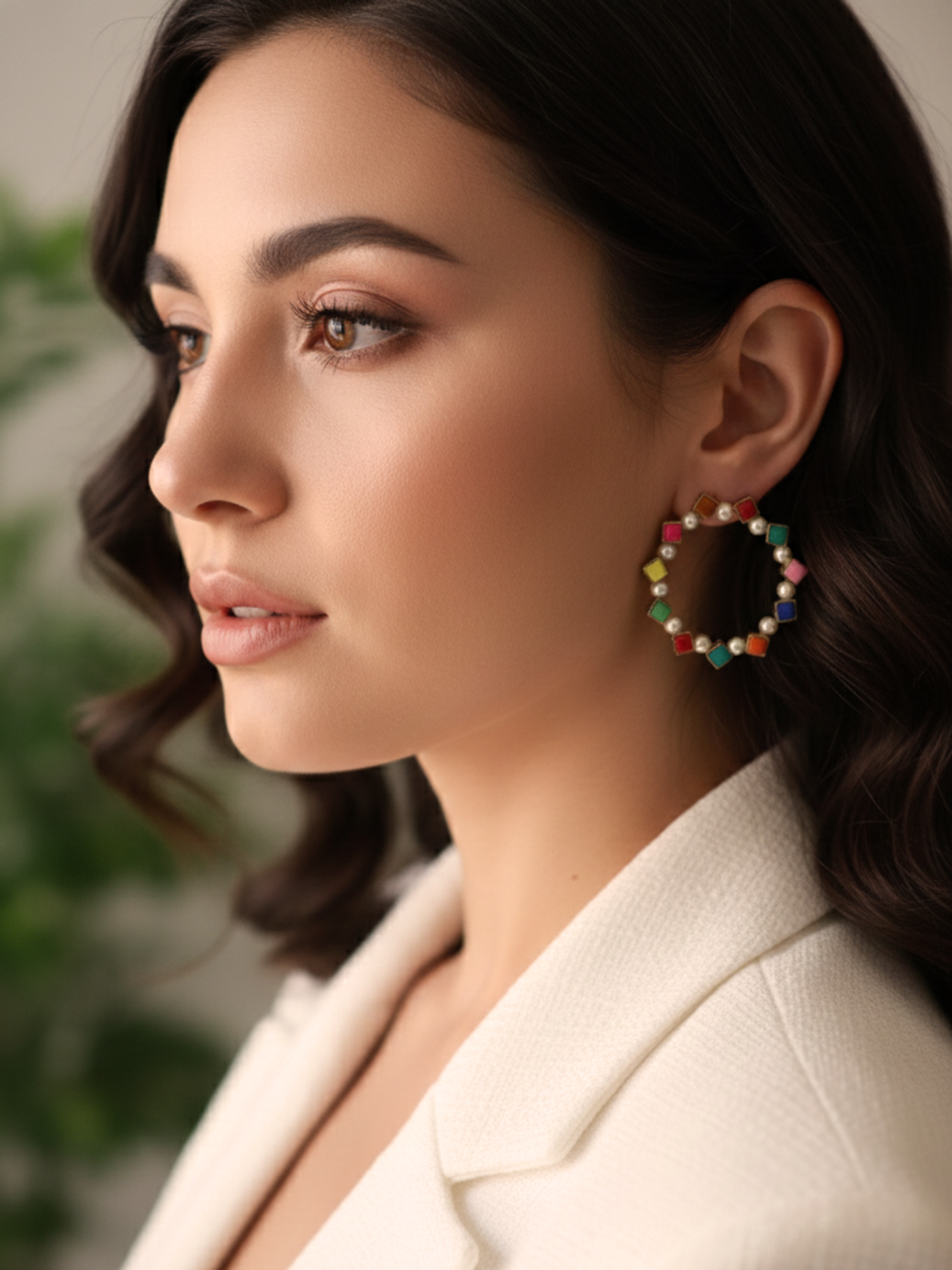 Pearl and Resin Multicolored Hoop
