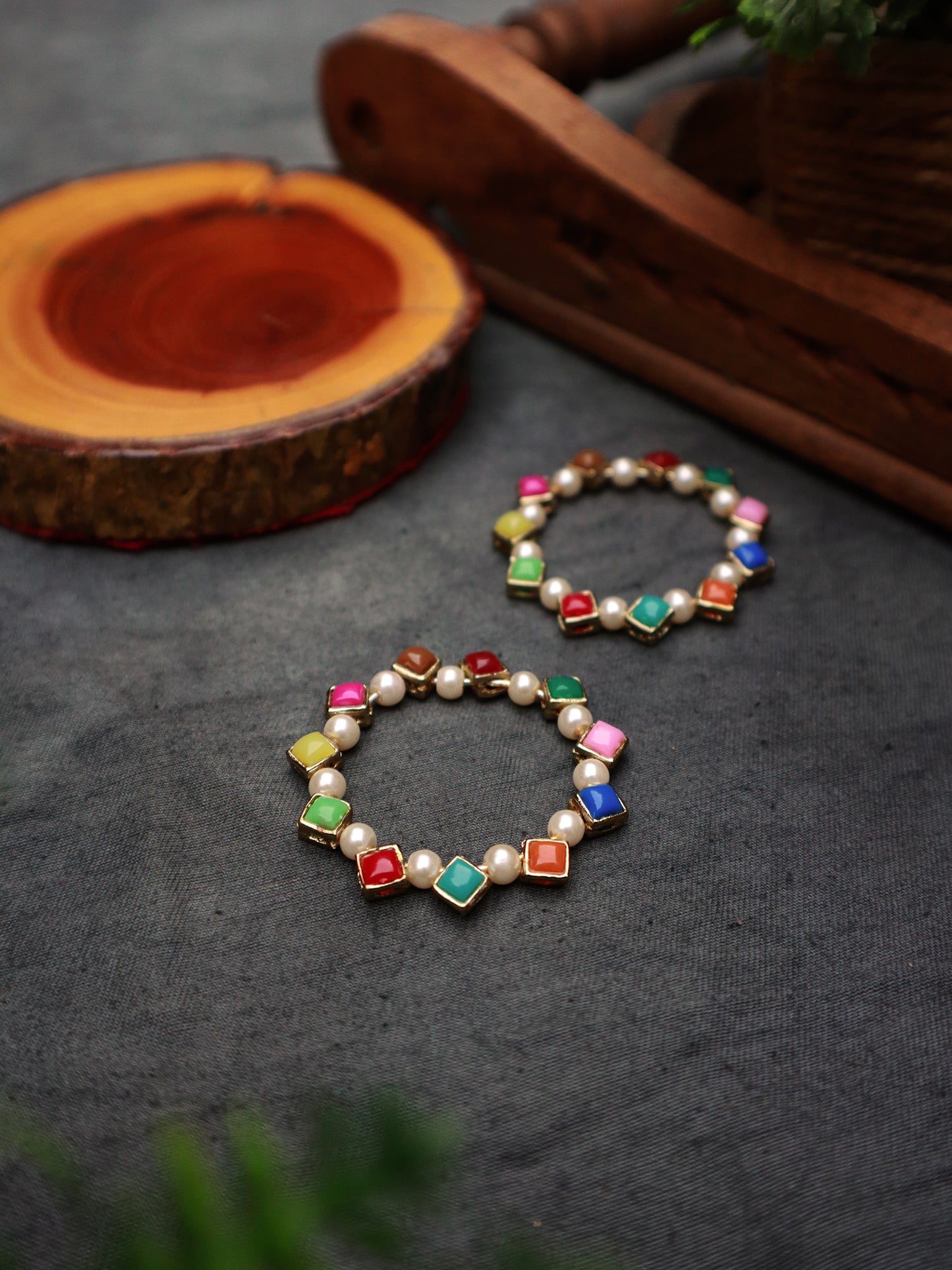 Pearl and Resin Multicolored Hoop