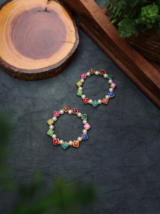 Pearl and Resin Multicolored Hoop
