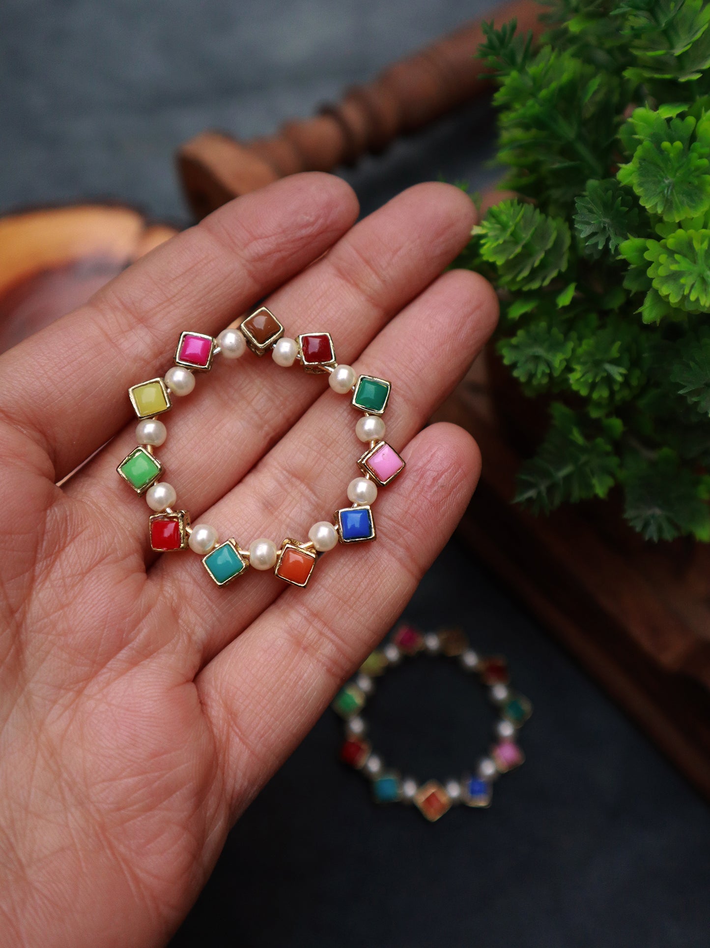 Pearl and Resin Multicolored Hoop