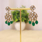 Green Stone and Kundan Chandelier Earrings
