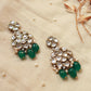 Green Stone and Kundan Chandelier Earrings