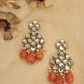 Natural Carnelian and Kundan Chandelier Earrings