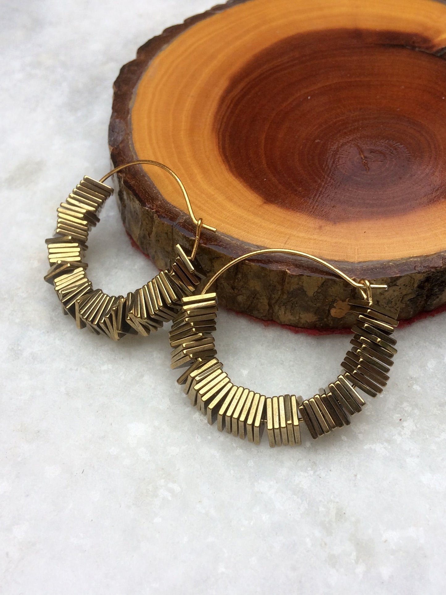 Golden Square Hoop Earrings