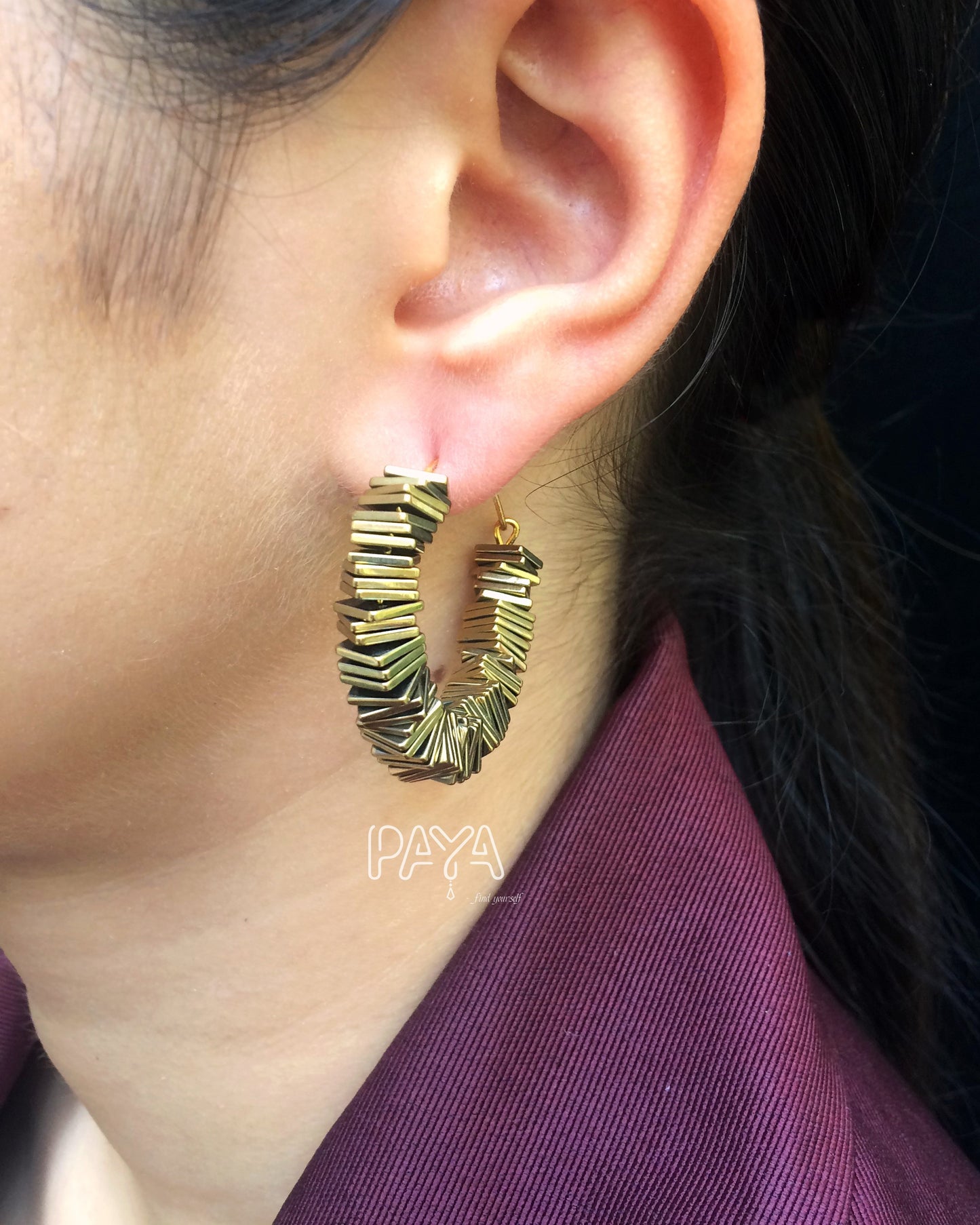 Golden Square Hoop Earrings