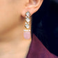 Rose Quartz and Kundan Dangler Earrings