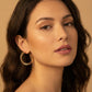 Golden Square and Beads Hoop Earrings
