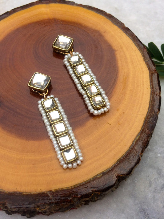 Kundan and Pearl Linear Danglers