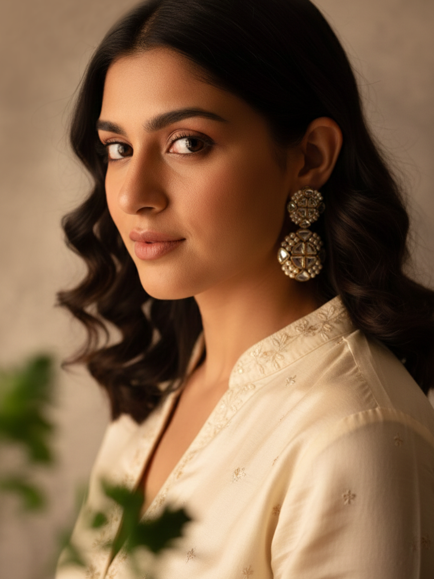 Kundan and Pearl Statement Dangler Earrings
