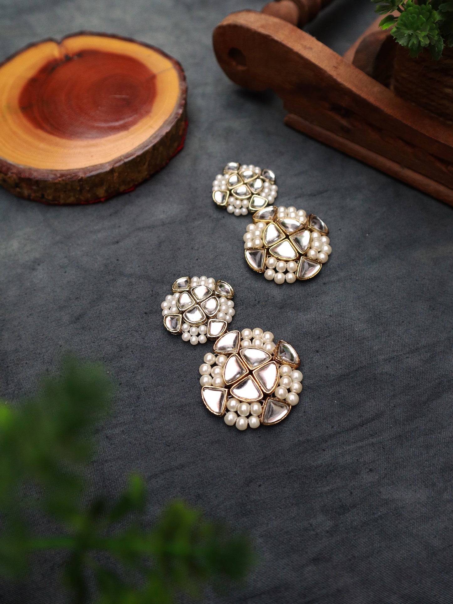 Kundan and Pearl Statement Dangler Earrings