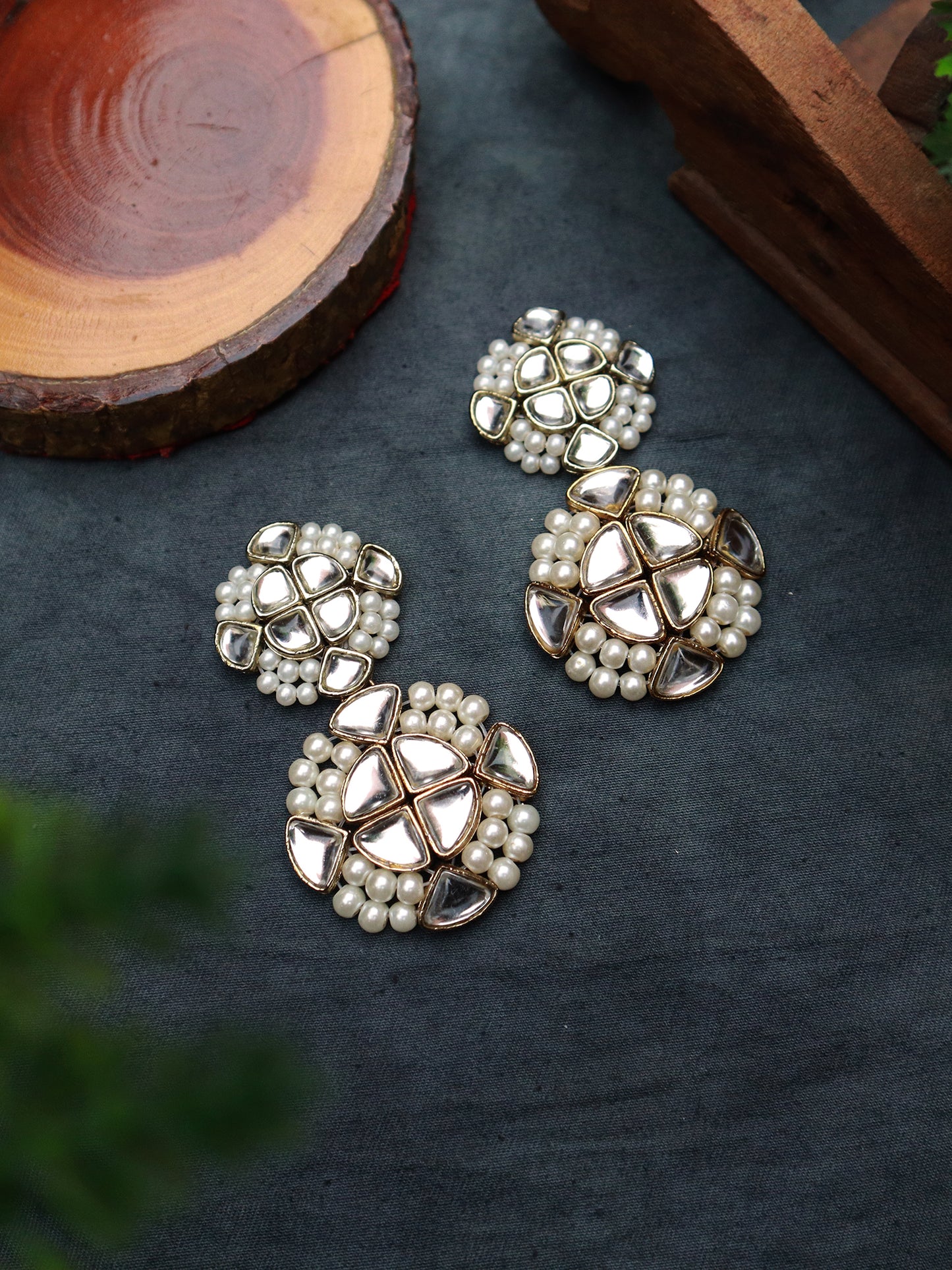 Kundan and Pearl Statement Dangler Earrings