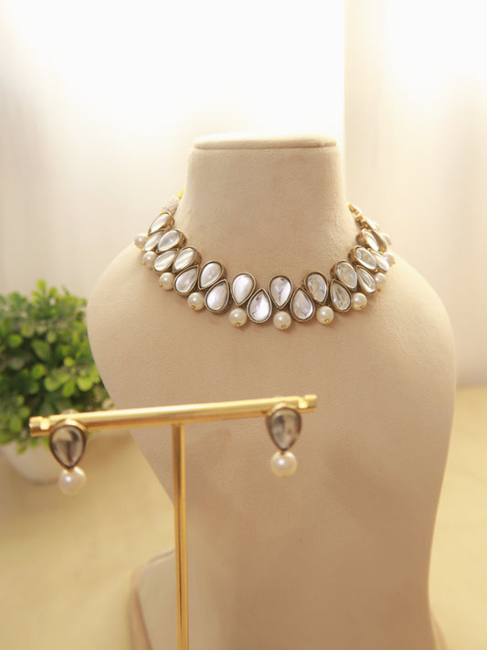 Kundan and Pearl Necklace Set - Big