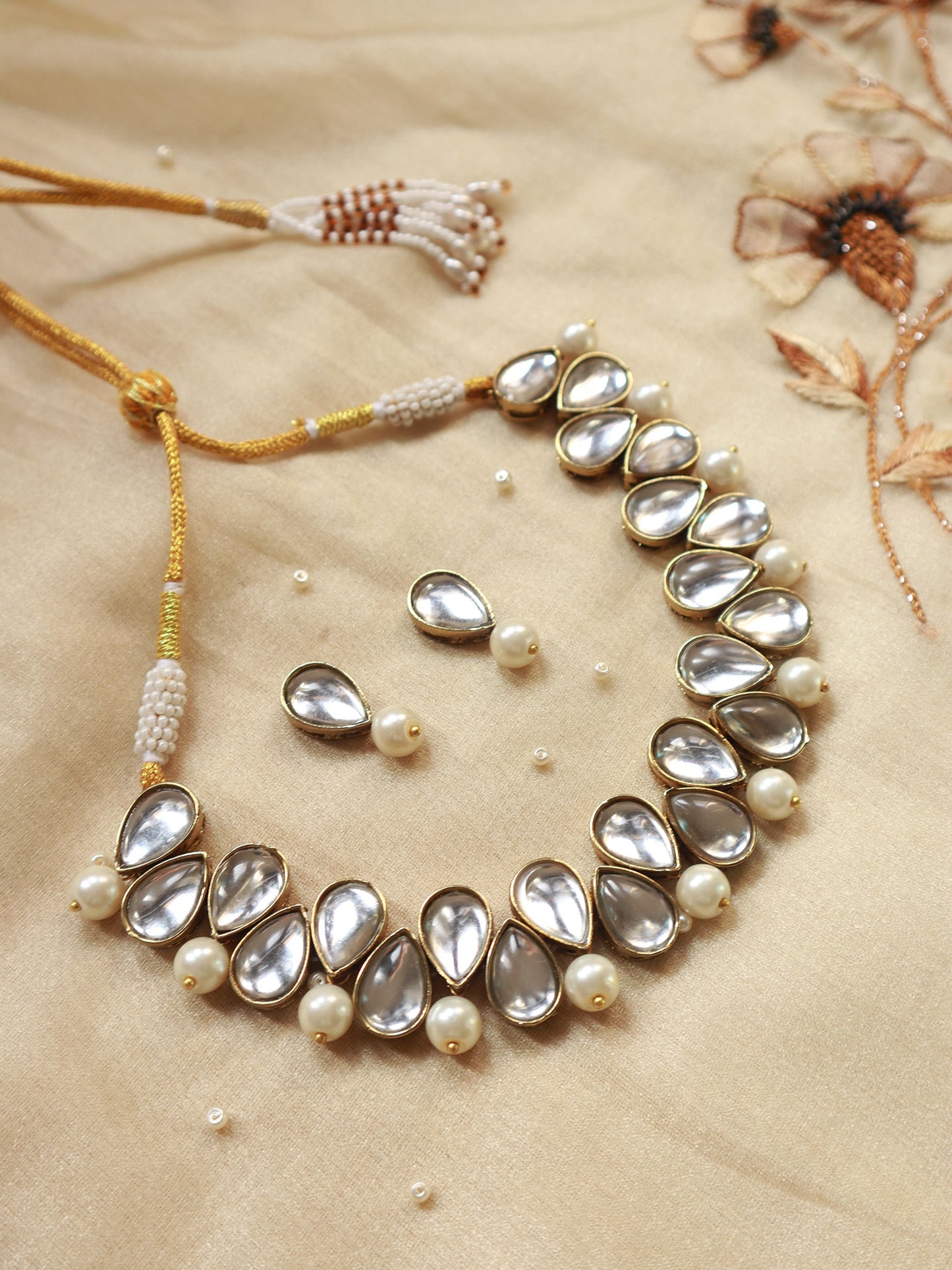 Kundan and Pearl Necklace Set - Big
