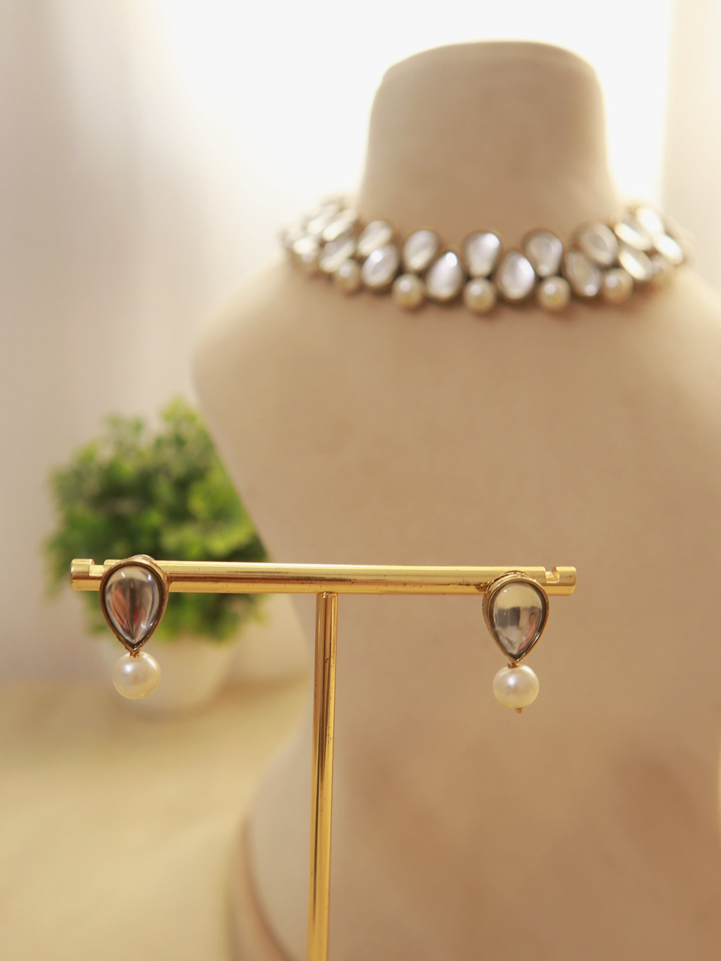 Kundan and Pearl Necklace Set - Big