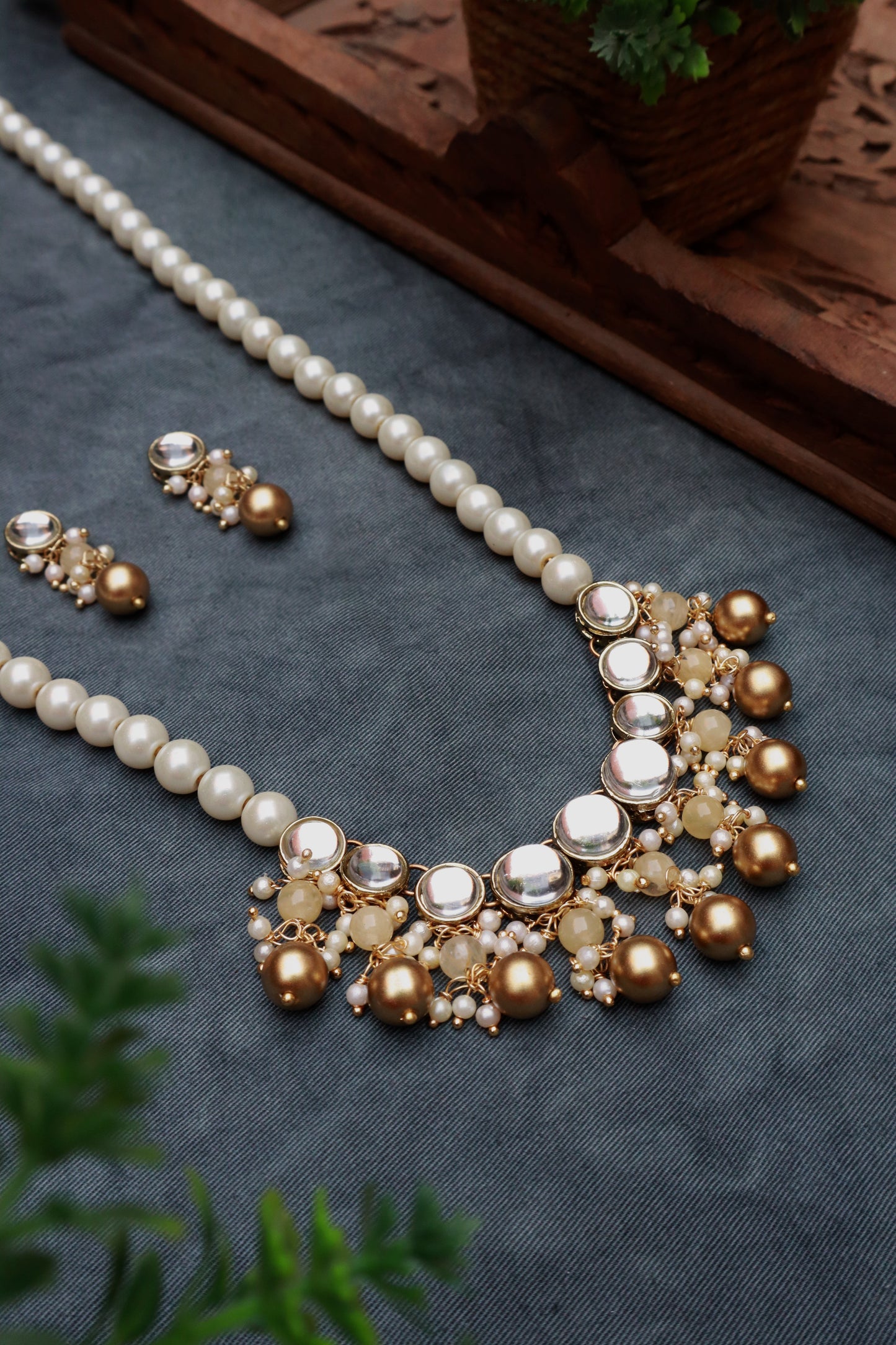 Golden Beads and Kundan Long Necklace