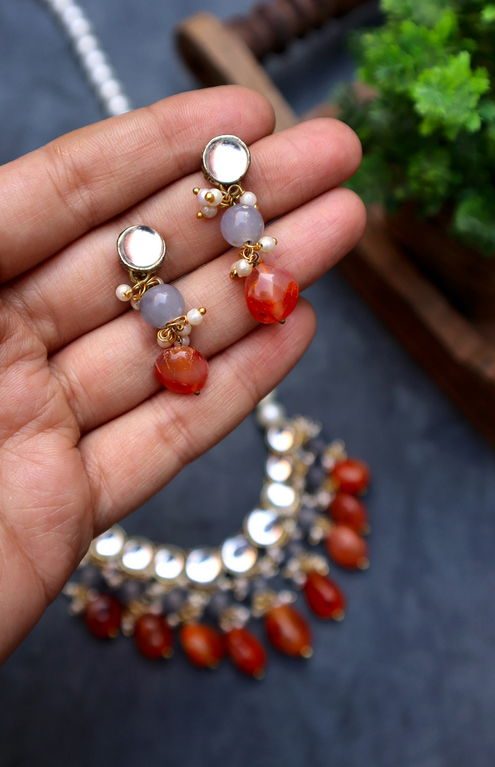 Carnelian and Kundan Long Necklace