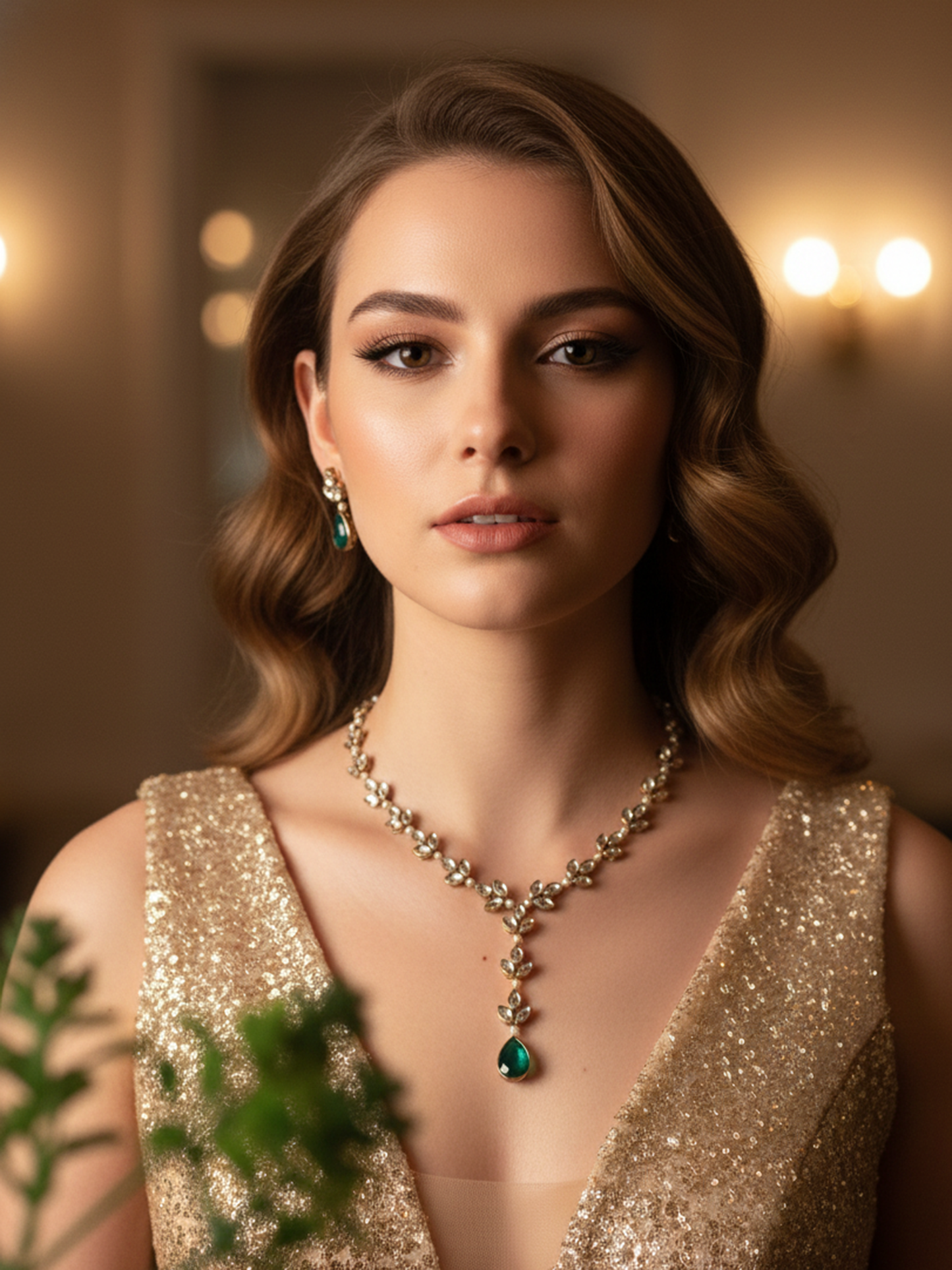 Kundan and Crystal Drop Necklace Set