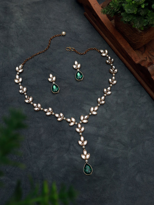 Kundan and Crystal Drop Necklace Set