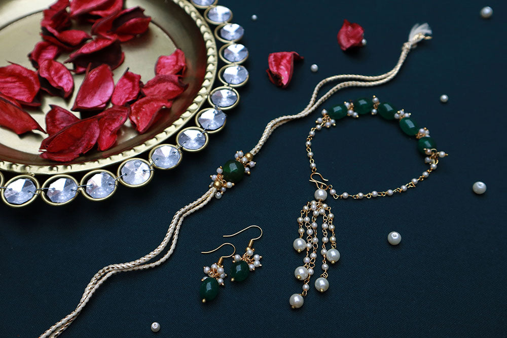 PAYA Natural Stone Rakhi and Lumba / Sister Rakhi Combo With Earrings