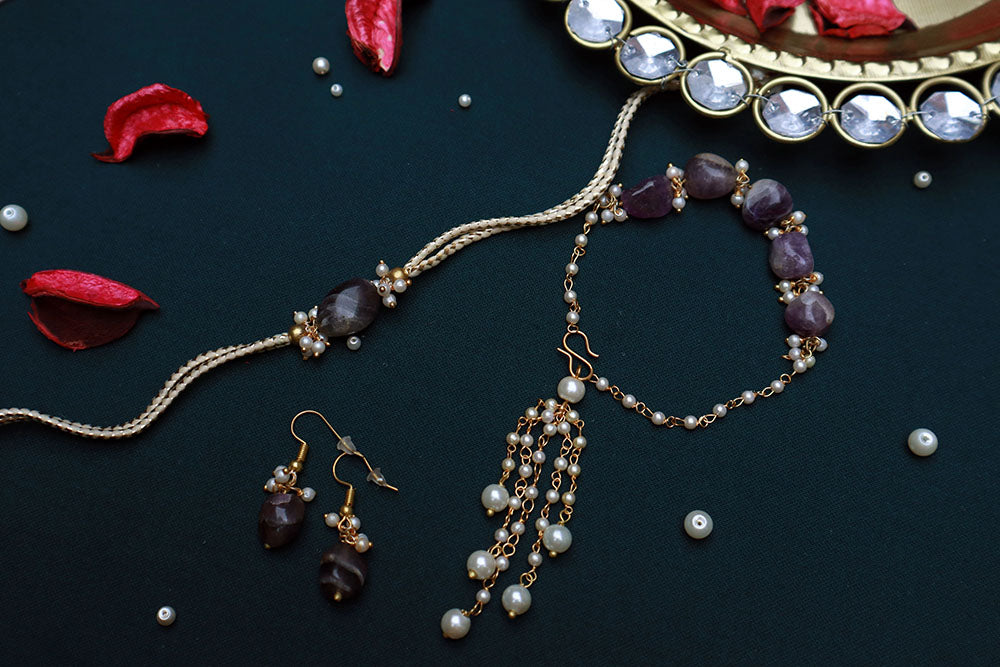 PAYA Natural Stone Rakhi and Lumba / Sister Rakhi Combo With Earrings