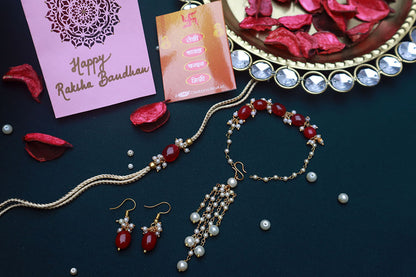 PAYA Natural Stone Rakhi and Lumba / Sister Rakhi Combo With Earrings
