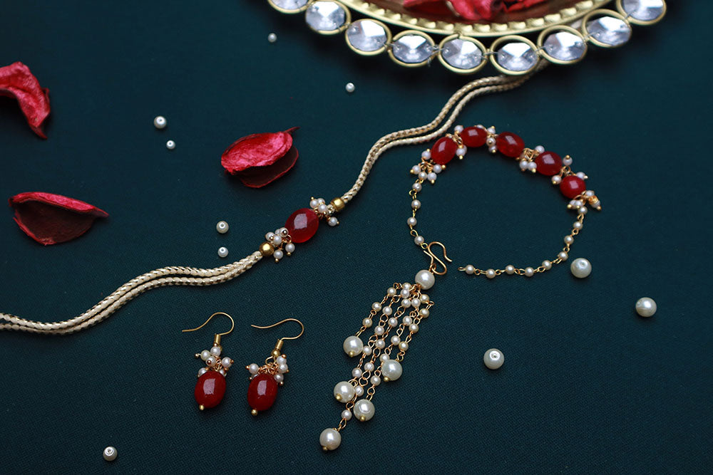 PAYA Natural Stone Rakhi and Lumba / Sister Rakhi Combo With Earrings