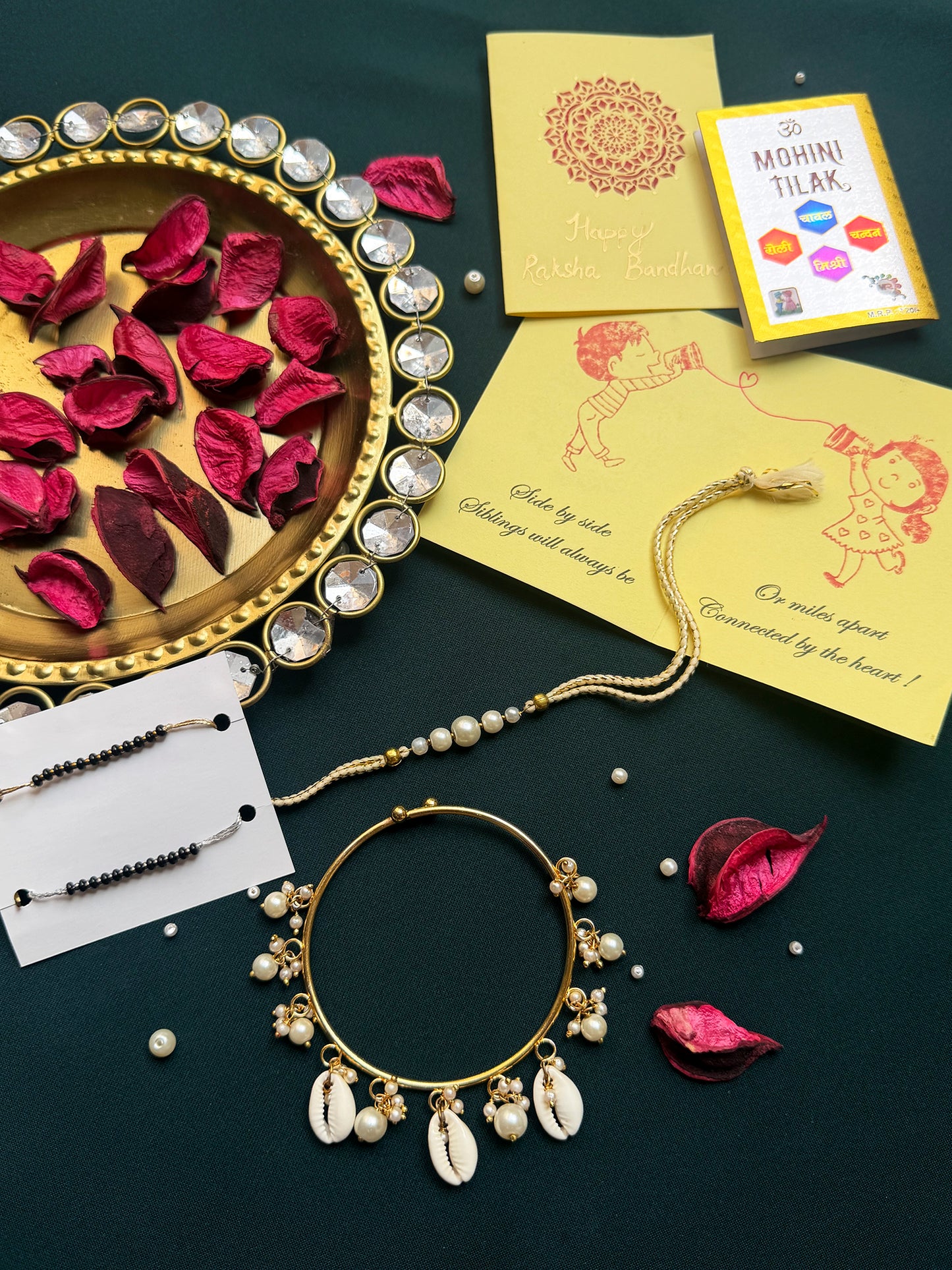 PAYA Pearl Rakhi and Shell Bangle Lumba / Sister Rakhi Combo
