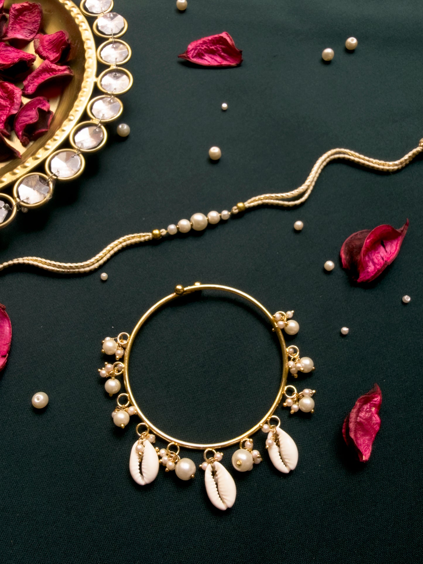 PAYA Pearl Rakhi and Shell Bangle Lumba / Sister Rakhi Combo