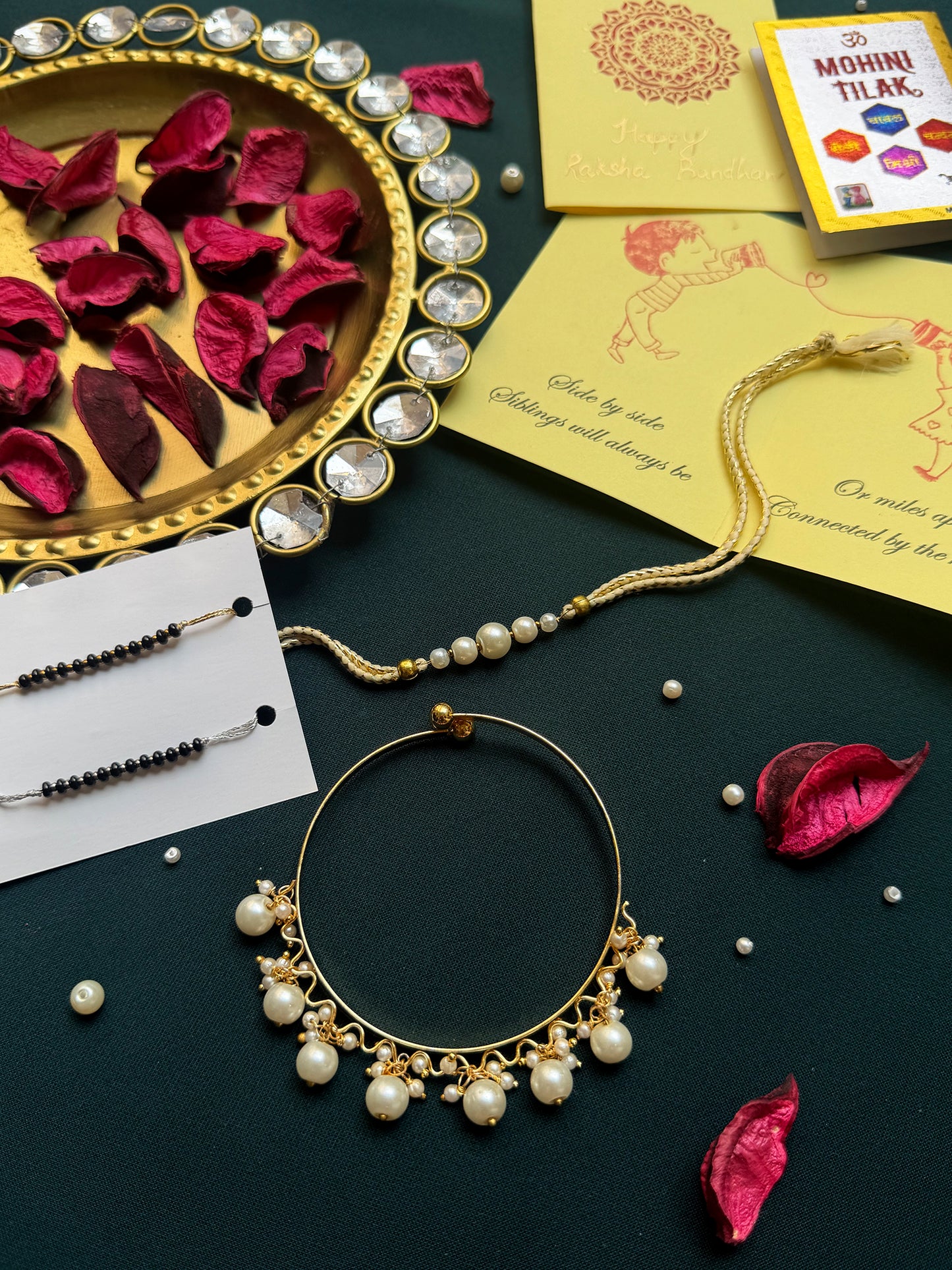 PAYA Pearl Rakhi and Bangle Lumba / Sister Rakhi Combo