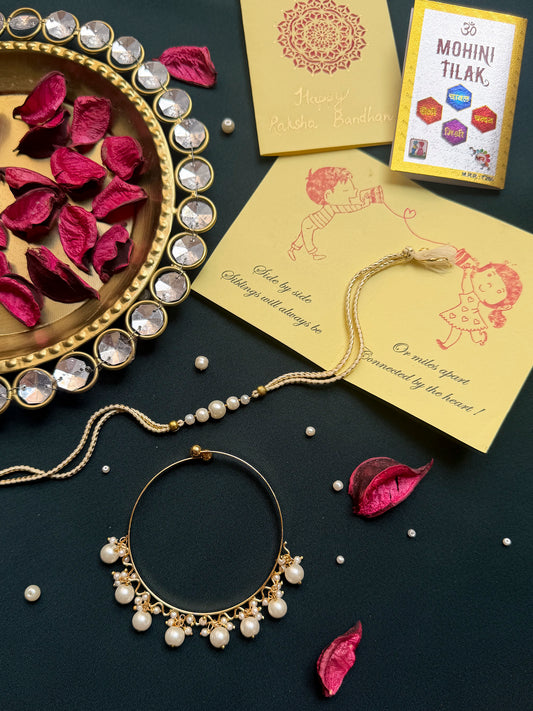 PAYA Pearl Rakhi and Bangle Lumba / Sister Rakhi Combo