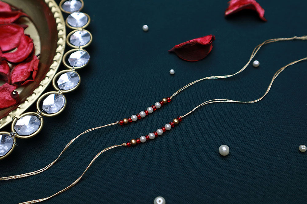 PAYA Classic Kundan and Pearl Rakhi Combo