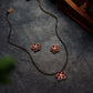 Flower Mangalsutra Necklace Set - Red