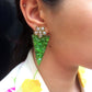 Green Glass Dangler Earrings