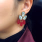 Red Stone and Kundan Dangler Earrings