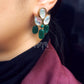 Emerald Stone and Kundan Dangler Earrings