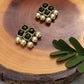 Black Resin Stone and Pearl Stud Earrings