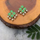 Light Green Resin Stone and Pearl Stud Earrings