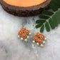 Orange Resin Stone and Pearl Stud Earrings