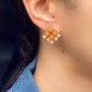 Orange Resin Stone and Pearl Stud Earrings