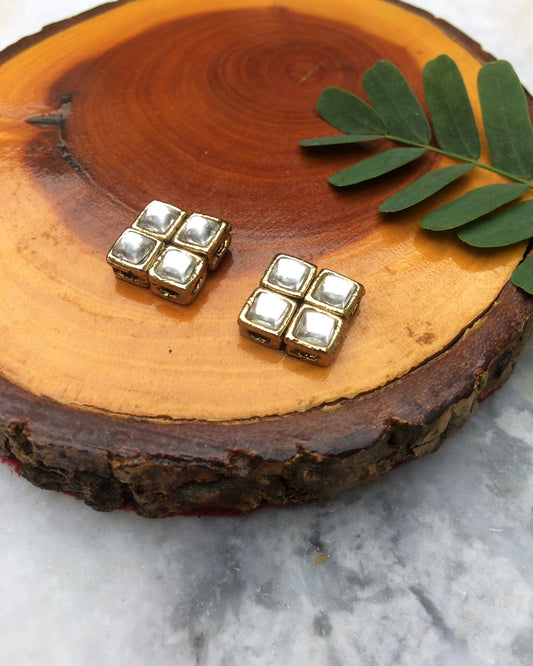 Square Kundan Stud Earrings