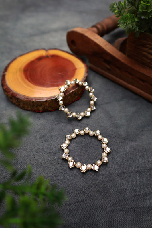 Pearl and Kundan Hoops