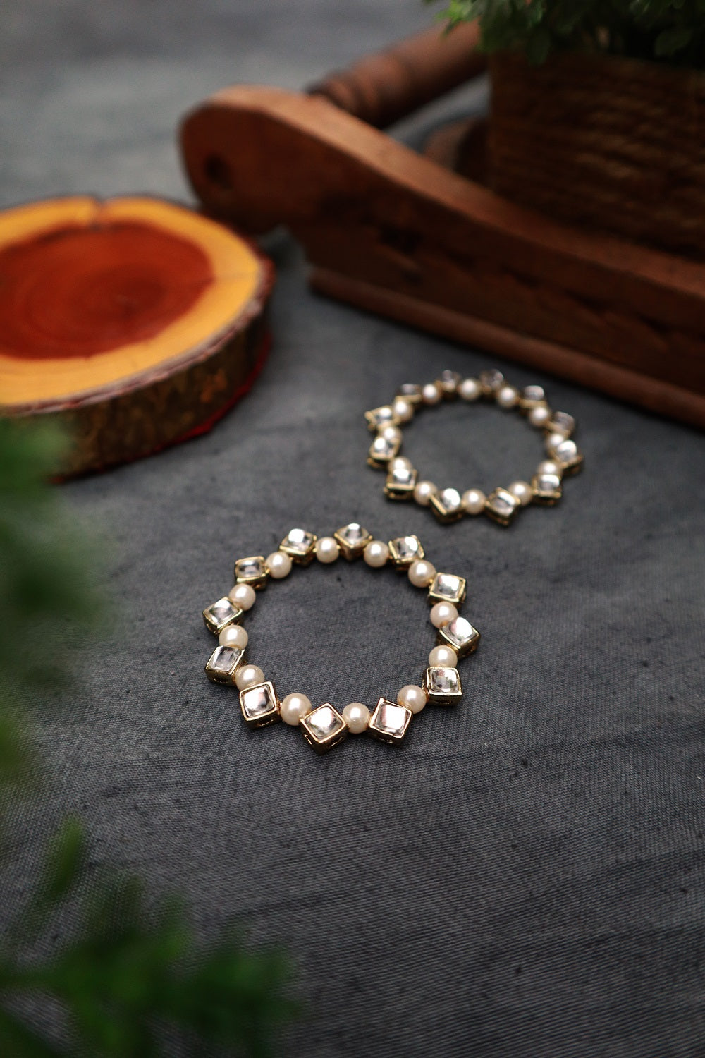 Pearl and Kundan Hoops