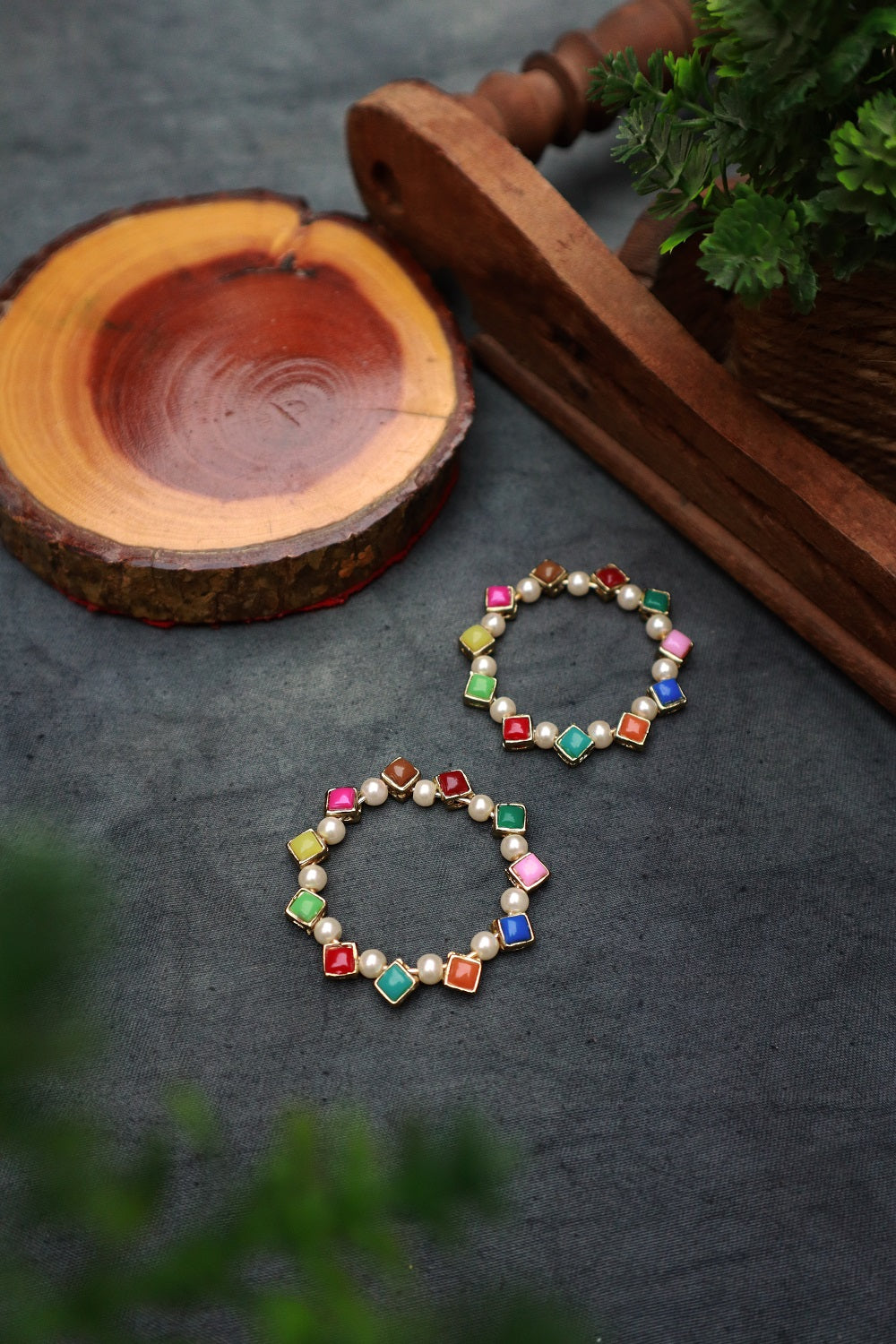 Pearl and Resin Multicolored Hoop