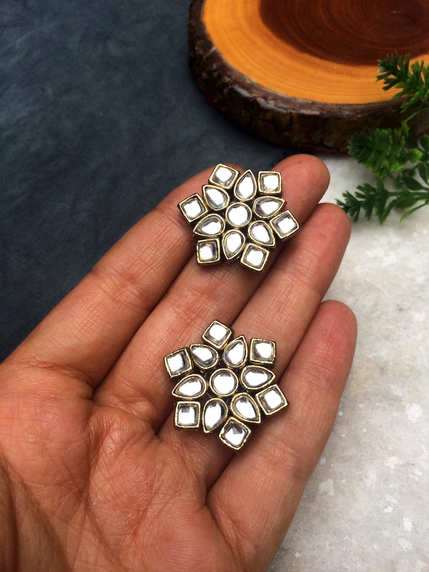 Kundan Stones Small Round Studs