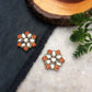 Orange Stones and Kundan Small Round Studs