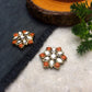 Orange Stones and Kundan Small Round Studs