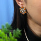 Orange Stones and Kundan Small Round Studs