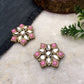 Pink Stones and Kundan Small Round Studs